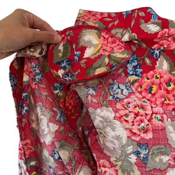 Vintage LizWear Petite red Hawaiian button down shirt short sleeve SP cotton - Picture 11 of 13
